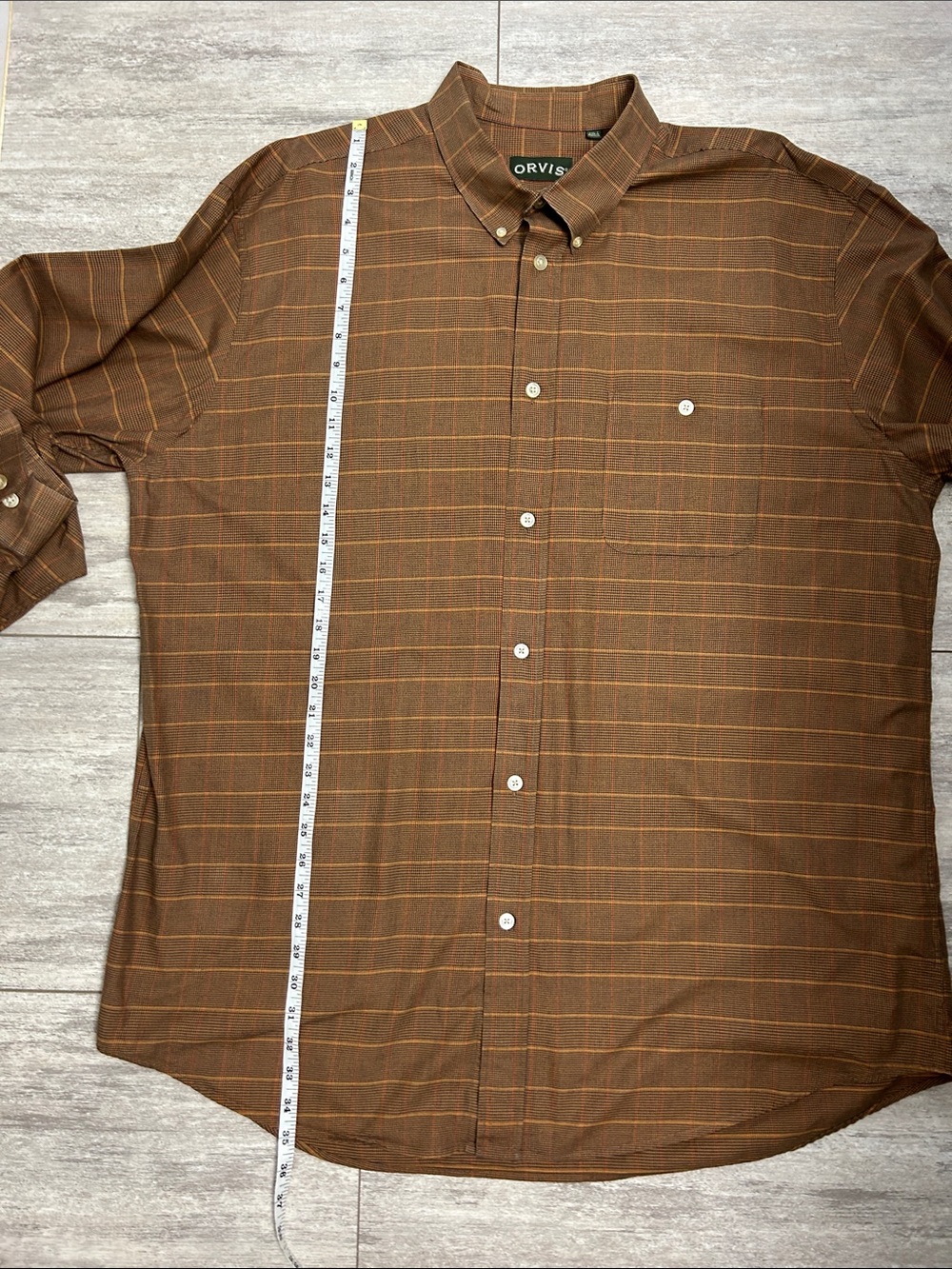 Orvis Country Twill Men’s XXLT Brown Houndstooth Plaid Button Down Shirt Fall - Picture 7 of 9